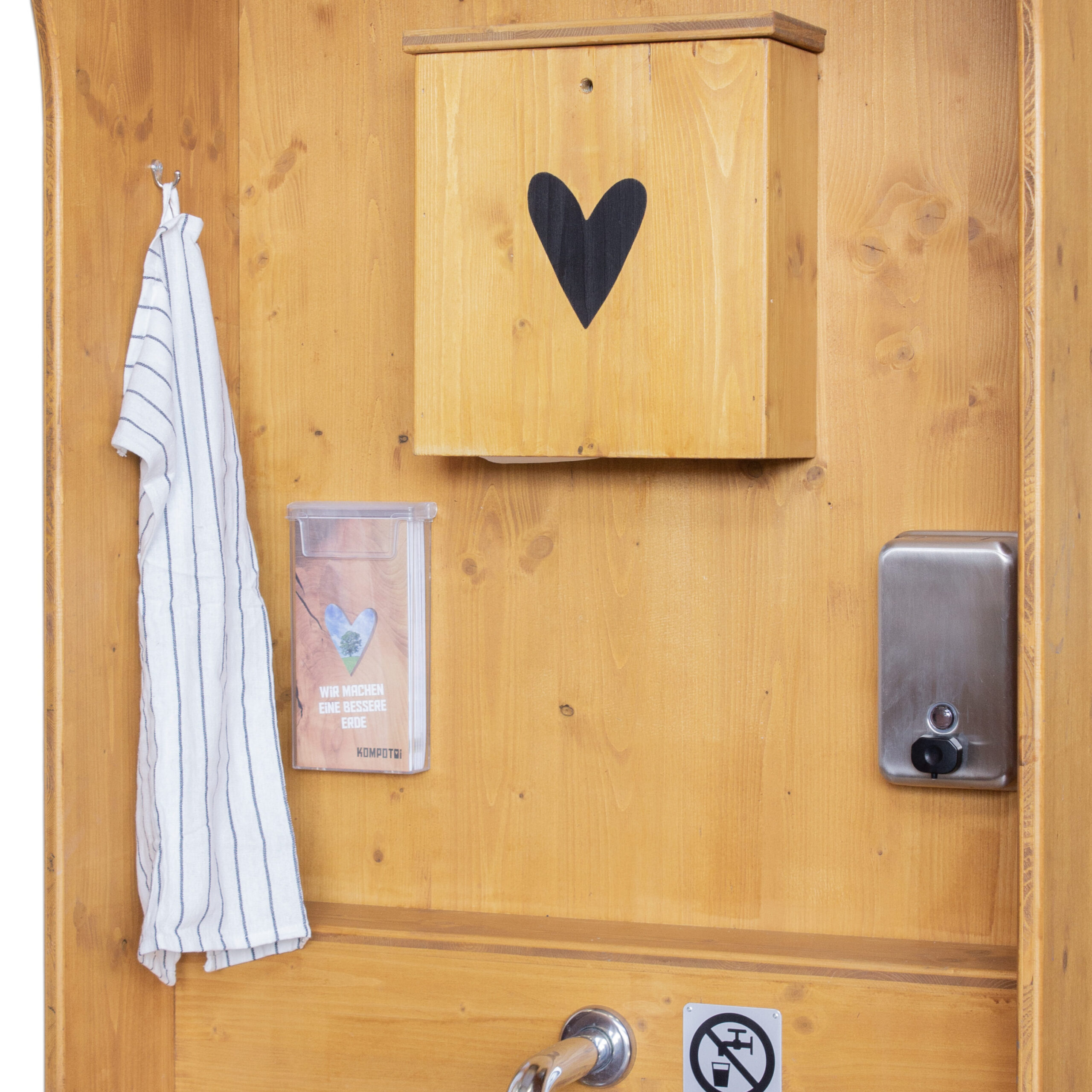 Handwaschbecken Papierspender Holz mit Seifendispenser und Handtuch